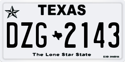 TX license plate DZG2143