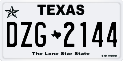 TX license plate DZG2144