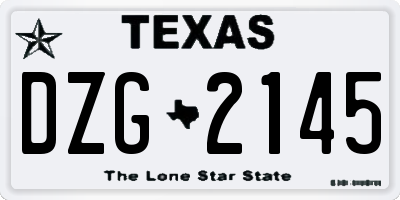 TX license plate DZG2145