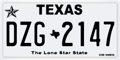 TX license plate DZG2147