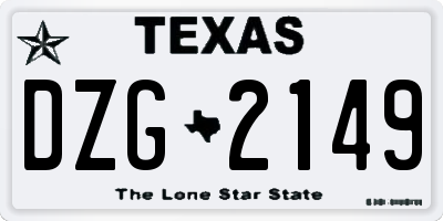 TX license plate DZG2149