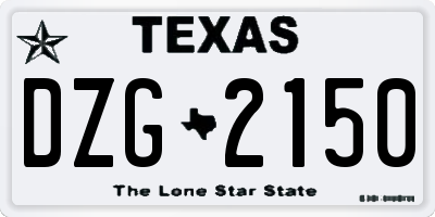 TX license plate DZG2150