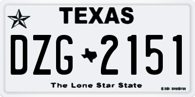 TX license plate DZG2151