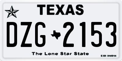 TX license plate DZG2153