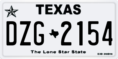 TX license plate DZG2154