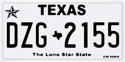 TX license plate DZG2155