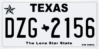 TX license plate DZG2156