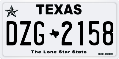 TX license plate DZG2158