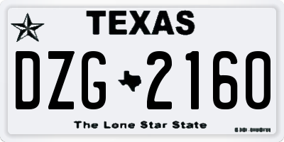 TX license plate DZG2160