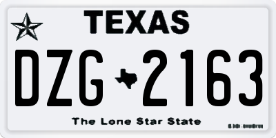 TX license plate DZG2163