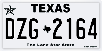 TX license plate DZG2164