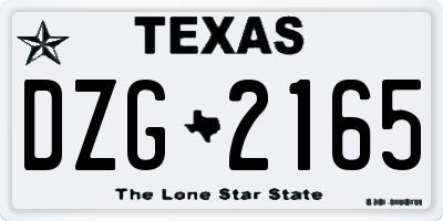 TX license plate DZG2165