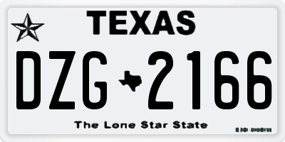 TX license plate DZG2166
