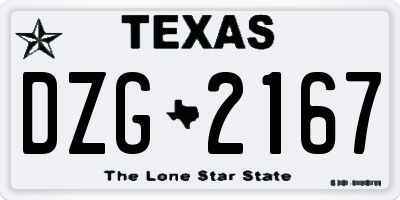 TX license plate DZG2167