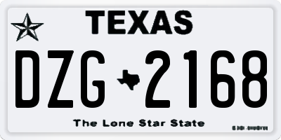 TX license plate DZG2168