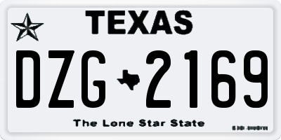 TX license plate DZG2169