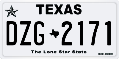 TX license plate DZG2171