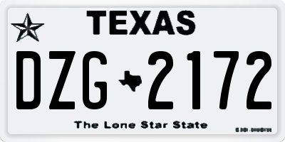 TX license plate DZG2172