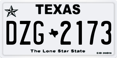 TX license plate DZG2173