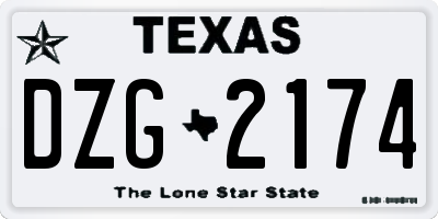 TX license plate DZG2174