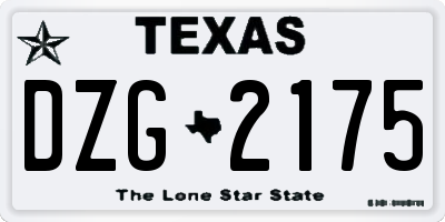 TX license plate DZG2175