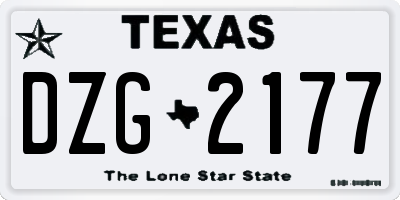 TX license plate DZG2177