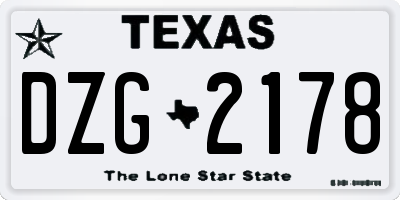 TX license plate DZG2178