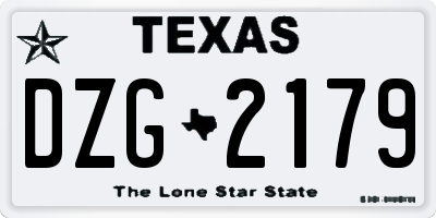 TX license plate DZG2179