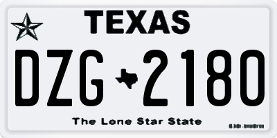 TX license plate DZG2180