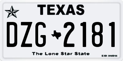 TX license plate DZG2181