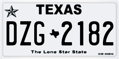 TX license plate DZG2182