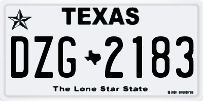 TX license plate DZG2183
