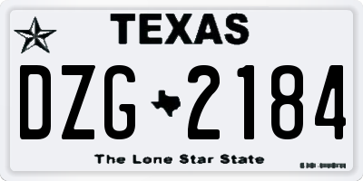 TX license plate DZG2184