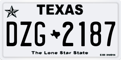 TX license plate DZG2187