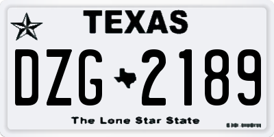 TX license plate DZG2189