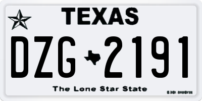 TX license plate DZG2191
