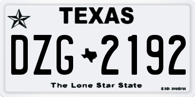TX license plate DZG2192