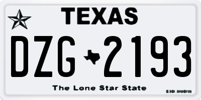 TX license plate DZG2193
