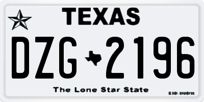 TX license plate DZG2196