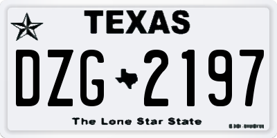 TX license plate DZG2197