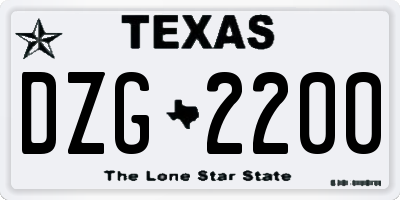 TX license plate DZG2200