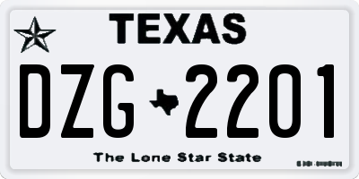 TX license plate DZG2201