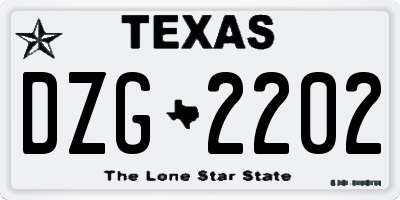 TX license plate DZG2202