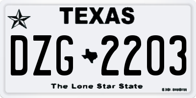 TX license plate DZG2203