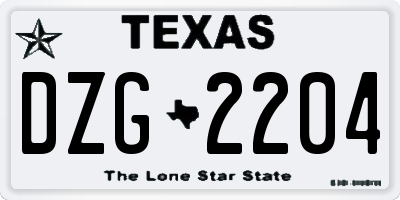 TX license plate DZG2204