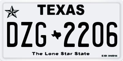 TX license plate DZG2206