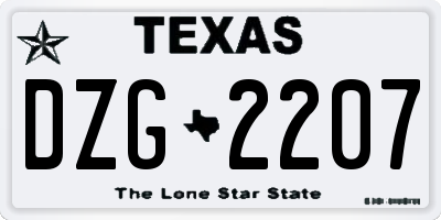 TX license plate DZG2207