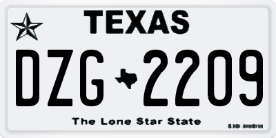 TX license plate DZG2209