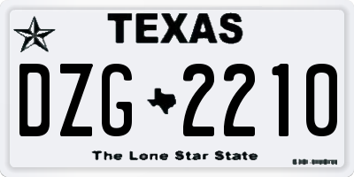TX license plate DZG2210