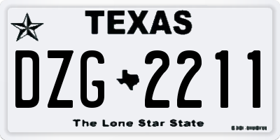 TX license plate DZG2211